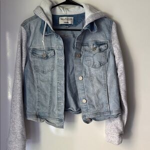 Wallflower Light Blue Denim Jacket with Gray Hoodie